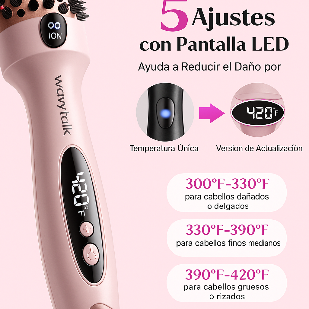 Wavytalk Cepillo 1.5'' – Brushing Perfecto, Rosa Sakura, Menos Daño.