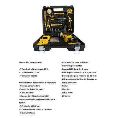 Taladro Inalámbrico 2 POTENTES BATERÍAS Y 37 ACCESORIOS DE REGALO