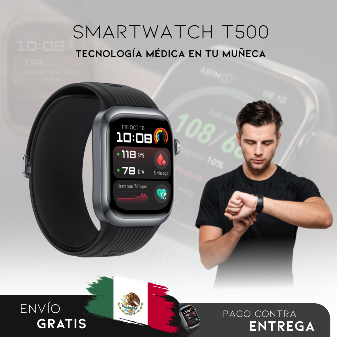 SmartWatch T500 - Reloj Inteligente para Medir Azúcar en la Sangre